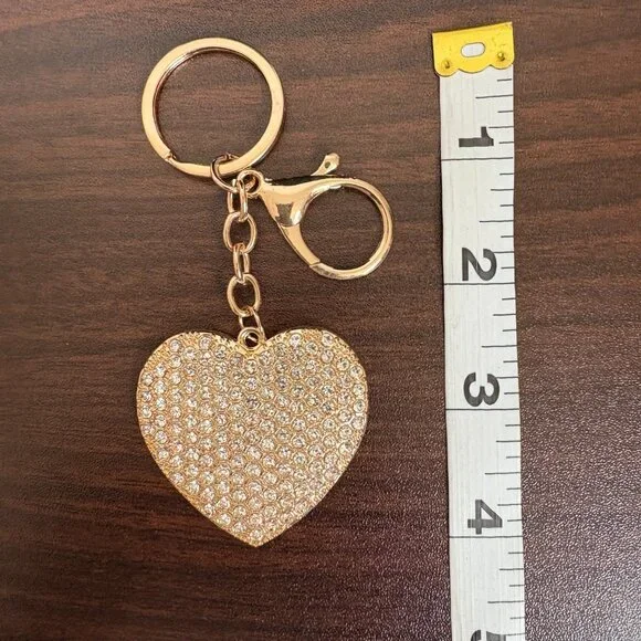 Glitter Heart Bag Charm Keychain Bling Keyring Cute Backpack Clip New - Picture 3 of 5
